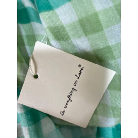 Green & White Gingham‎ Check Lightweight Open Kimono Tassels Beach  Plaid Boho - Picture 6 of 6